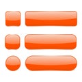 Orange glass buttons. Web 3d shiny icons set Royalty Free Stock Photo