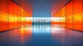 Orange glass corridor with exit Royalty Free Stock Photo