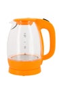 Orange glass electric kettle isolated on white background Royalty Free Stock Photo