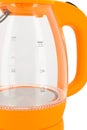 Orange glass electric kettle isolated on white background Royalty Free Stock Photo