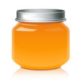 Orange Glass Jar Mock Up For Honey, Jam, Jelly or Baby Food Puree Royalty Free Stock Photo