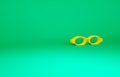 Orange Glasses for swimming icon isolated on green background. Goggles sign. Diving underwater equipment. Minimalism