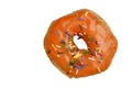 Orange Glazed Donut with Rainbow Sprinkles Royalty Free Stock Photo