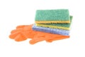 Orange gloves and sponges