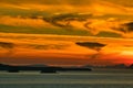 Orange Glow Sunset over sea in Alaska Royalty Free Stock Photo