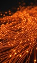 Orange glowing data cables transferring information background Royalty Free Stock Photo
