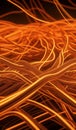 Orange glowing data cables transferring information background Royalty Free Stock Photo