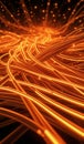 Orange glowing data cables transferring information background Royalty Free Stock Photo