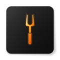 Orange glowing neon Barbecue fork icon isolated on white background. BBQ fork sign. Barbecue and grill tool. Black Royalty Free Stock Photo