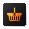 Orange glowing neon Shopping basket icon isolated on white background. Online buying concept. Delivery service sign Royalty Free Stock Photo