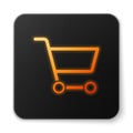 Orange glowing neon Shopping cart icon isolated on white background. Online buying concept. Delivery service sign Royalty Free Stock Photo