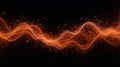 Orange glowing particles form abstract flowing wave on black background, perfect for tech, data, or motion design themes. Royalty Free Stock Photo