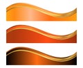 Orange Gold 3D Letterhead Divider Template, Separator Footer Set with Waves Royalty Free Stock Photo