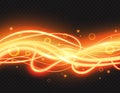 Orange and gold glow lines light effect decor, luxury glowing energy banner design