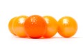 Orange and golden golf balls