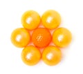 Orange and golden golf balls