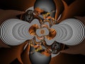 Orange golden gray silver fractal geometries swirls sky shapes fractal, abstract geometries, background