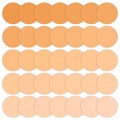 Orange gradient circle array. Seamless color progression. Vector background.