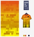Orange gradient, geometry shape abstract background. Fabric pattern design for soccer jersey, football kit, sport uniform. T-shirt