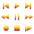 Orange gradient music player buttons Royalty Free Stock Photo