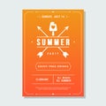 Orange gradient summer party poster template design crossed amour arrows with place for text vector