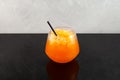Orange Granizado. Spanish Refreshing summer iced drink. Slushie drink. Sweet Shaved ice with natural orange juice Royalty Free Stock Photo