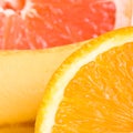 Orange, grapefruit and banana close up Royalty Free Stock Photo