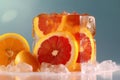 Orange and grapefruit fruit ice, refreshing fruity icecream, AI Generated