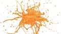 Orange or grapefruit juice explosion in slow motion. Fruit liquid drops splash