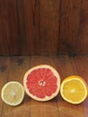 Orange grapefruit lemon divided in half. Healthful concept. Healthy lifestyle