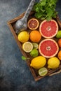 Orange grapefruit lemon lime Fresh tropical citrus fruits