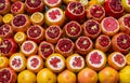 Orange, grapefruit, pomegranate sliced are sold on the counter of a fruit shop on Istanbul street Royalty Free Stock Photo