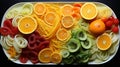 Elaborate Fruit Arrangements: Sliced Orange And Zucchini Pasta With Citrus Fruits