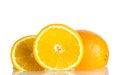 Orange and grapefruit in a spray of water on a white background Royalty Free Stock Photo