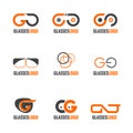 Orange and gray Glasses logo vector set design