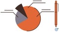 Statistical Pie Chart with Labeled Sections and Pen for Data Analysis and Presentation Royalty Free Stock Photo