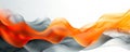 Orange and gray smooth waves in fluid motion. Dynamic abstract waveforms and sparkles on white background. Texture of moving