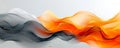 Orange and gray smooth waves in fluid motion. Texture of flowing semitransparent silky fabric. Dynamic abstract waveforms and