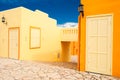 Orange Greek mediterranean houses. Greek village in Balatonfured, Hungary Royalty Free Stock Photo