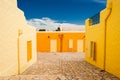 Orange Greek mediterranean houses. Greek village in Balatonfured, Hungary Royalty Free Stock Photo