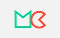 orange green alphabet letter logo combination mc m c design