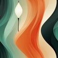 Orange, green, and blue background with multiple waves and retro glamour style (tiled)