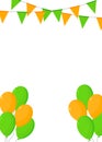 Orange and green buntings and balloons Royalty Free Stock Photo