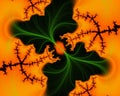 Orange green contrast flowery sparkling playful decorative abstract fractal, flower design, leaves, background Royalty Free Stock Photo