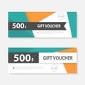 Orange green Gift voucher template with colorful pattern,cute gift voucher certificate coupon design template Royalty Free Stock Photo