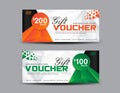 Orange and green Gift Voucher template, coupon design,ticket,cards design,polygon background