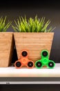 Orange and green hand spinner