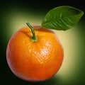 Orange with green leaf closeup Royalty Free Stock Photo
