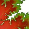 Orange green leaves fractal, lights, shades, lines, futuristic surreal abstract background, graphics Royalty Free Stock Photo