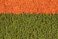 Orange and green lentils full background Royalty Free Stock Photo